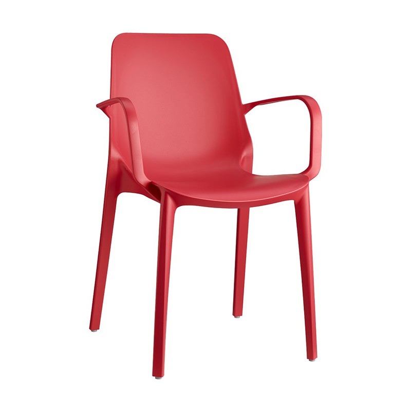 Sedia Ginevra Rosso Geranio con braccioli Sedia Ginevra Rosso Geranio con braccioli