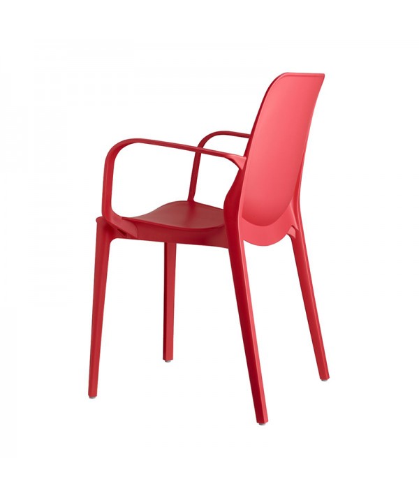 Sedia Ginevra Rosso Geranio con braccioli lato