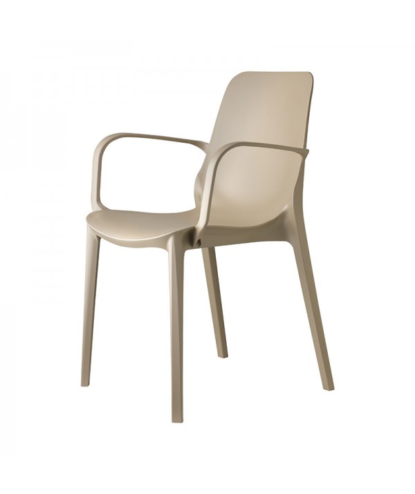 Sedia Ginevra Tortora con braccioli lato