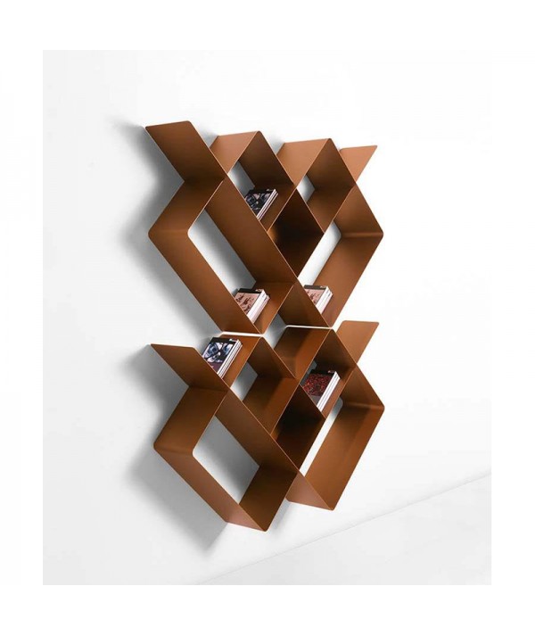 Composizione Libreria Mondrian in metallo rame