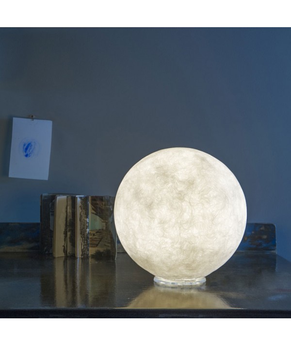 Lampada T.Moon a forma di luna in nebulite di colore bianco